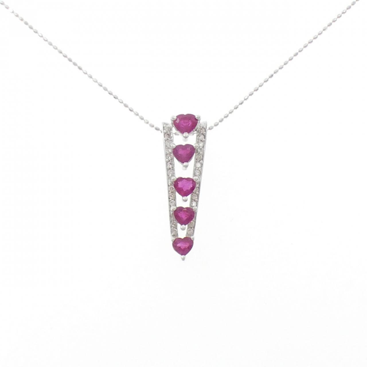 K18WG ルビー ネックレス 1.35CT