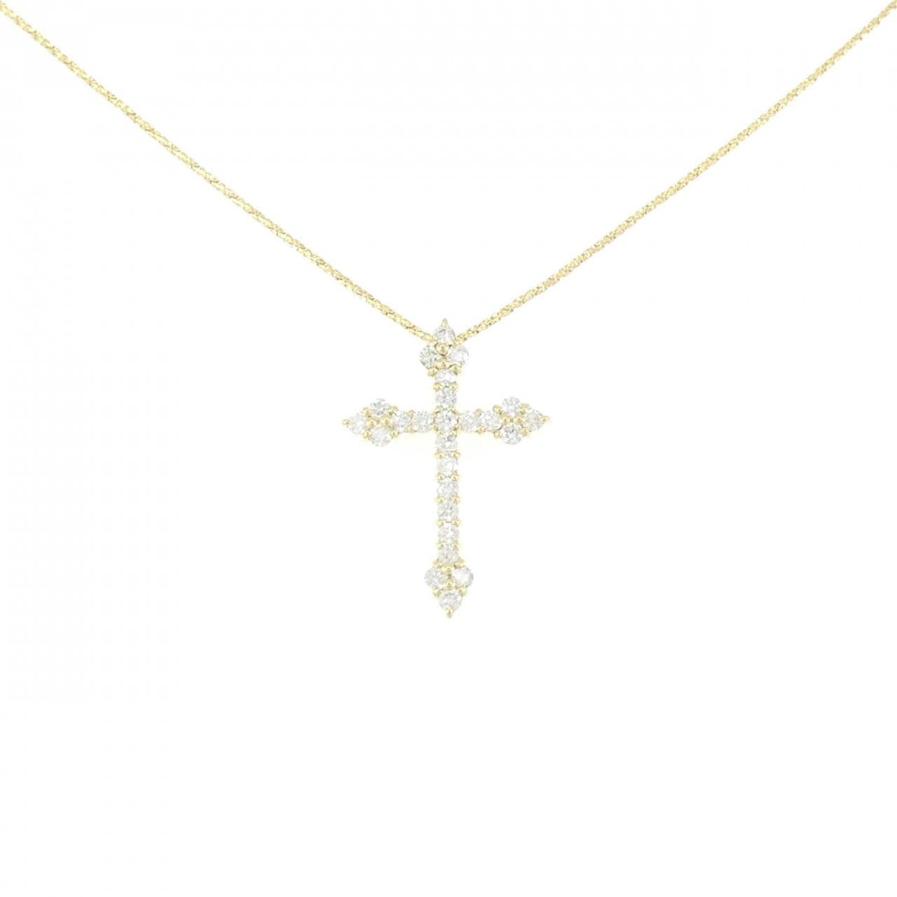 K18YG クロス ダイヤモンド ネックレス 0.50CT