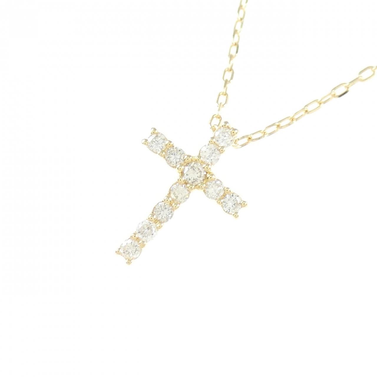 K18YG クロス ダイヤモンド ネックレス 0.17CT