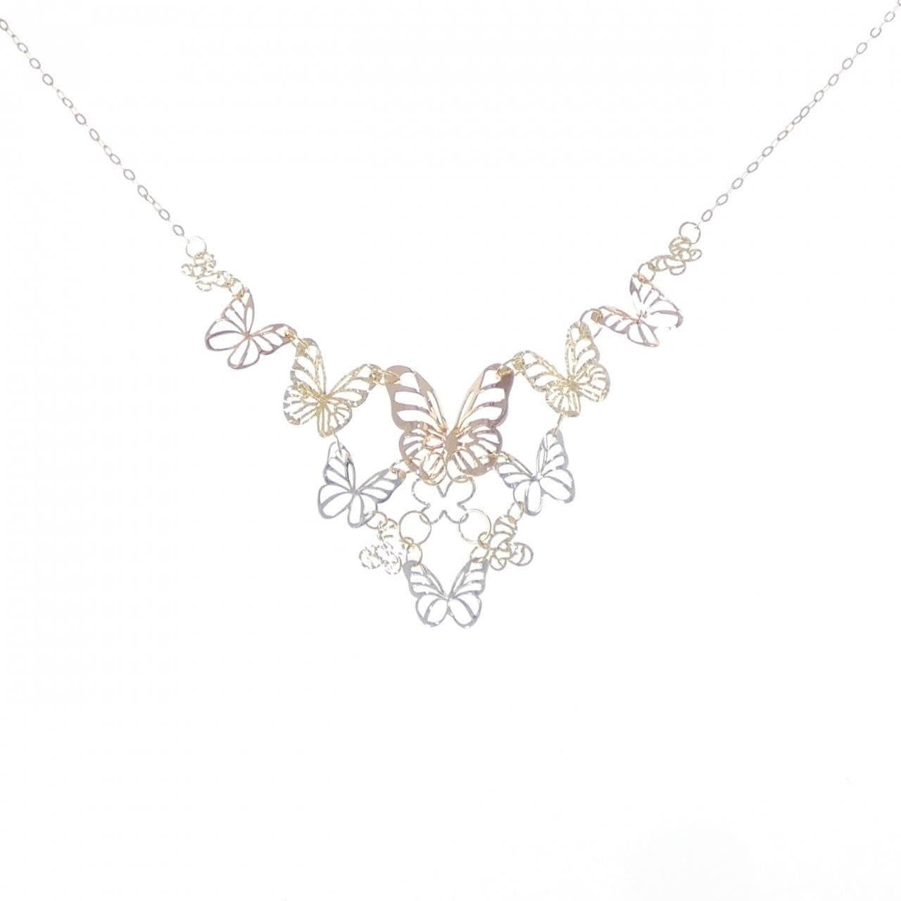 K18スリーカラー バタフライ ネックレス