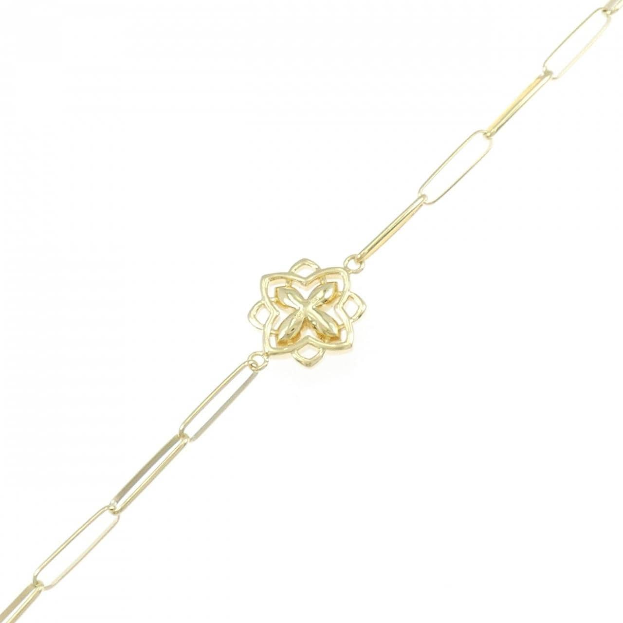 【新品】K18YG フラワー ダイヤモンド ブレスレット 0.22CT