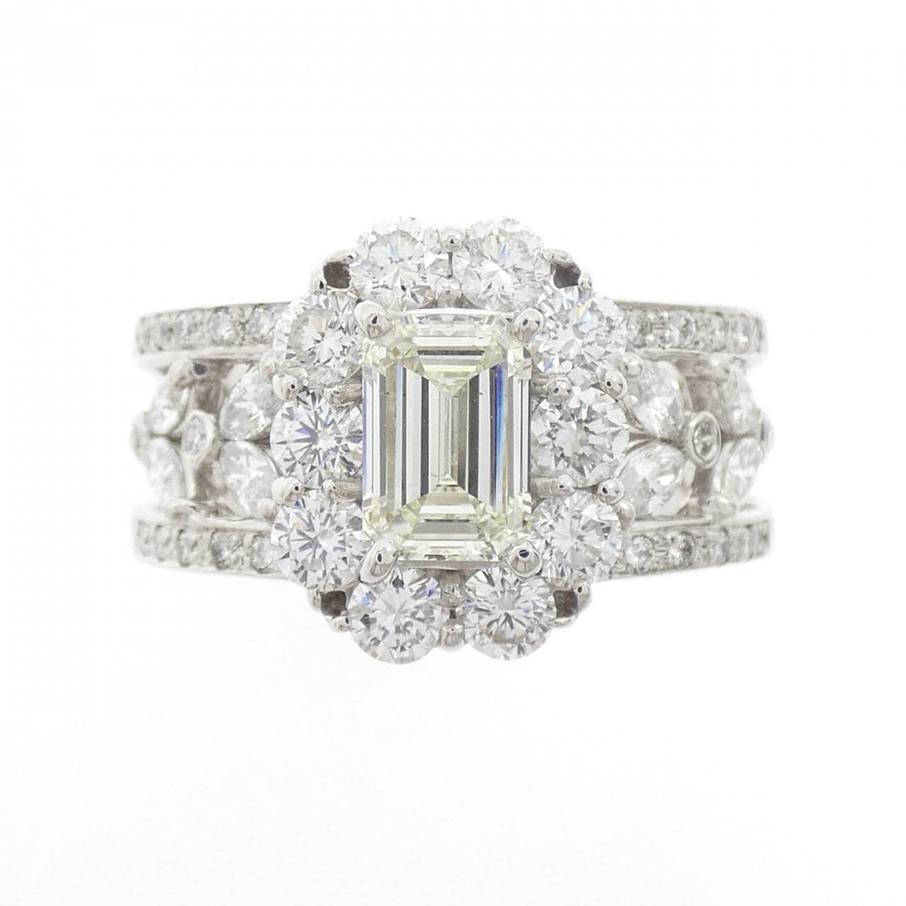 PT900 ダイヤモンド リング 0.808CT M VS2 エメラルドカット