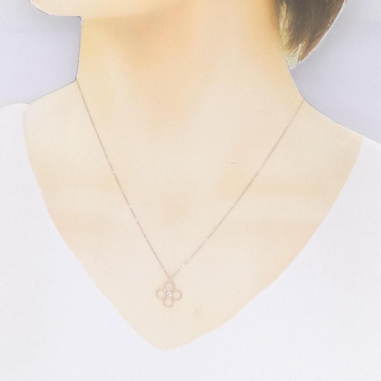 [BRAND NEW] K10PG Flower Diamond Necklace 0.03CT