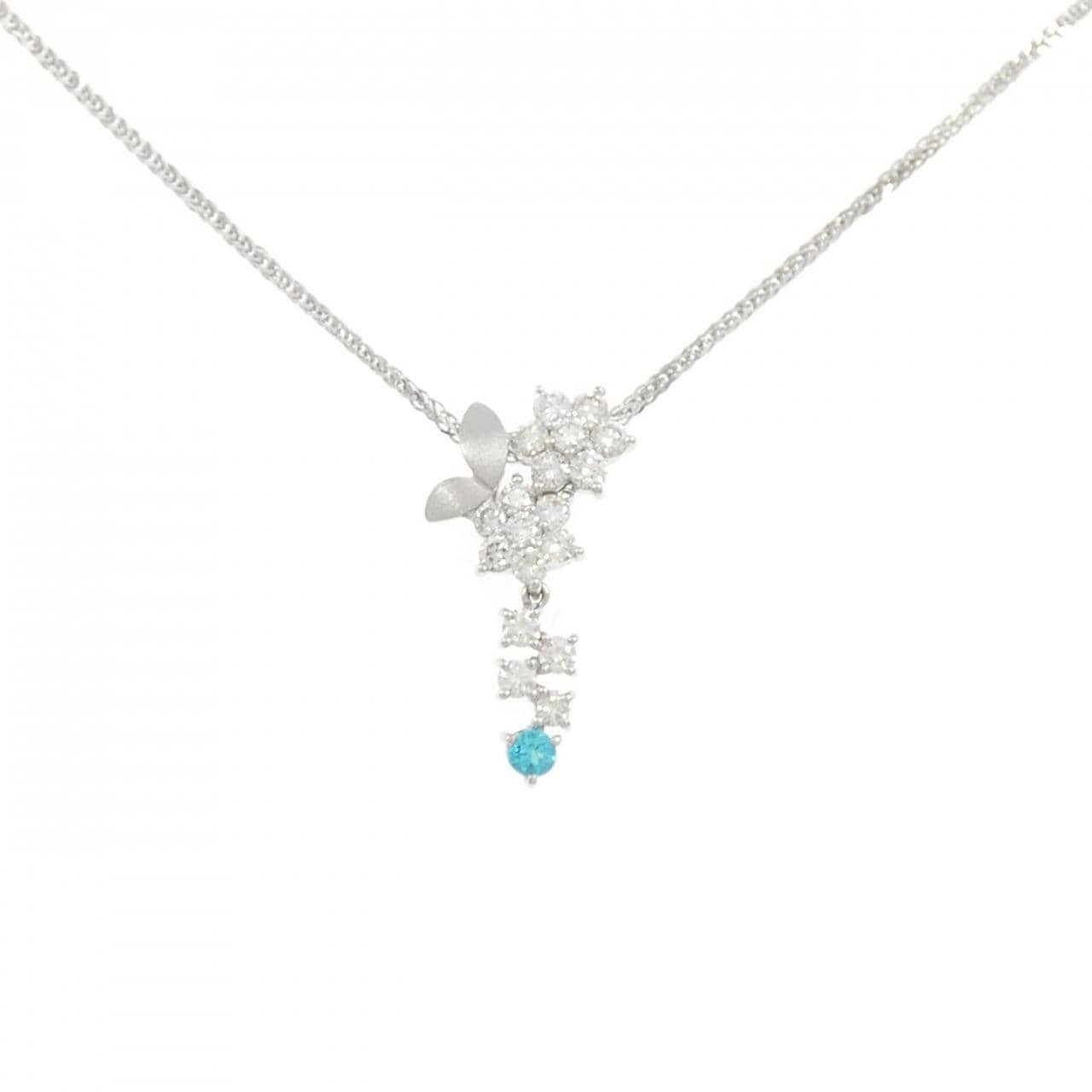 K18WG Flower Paraiba Tourmaline Necklace 0.11CT