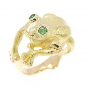 K18YG フロッグ エメラルド リング 0.07CT