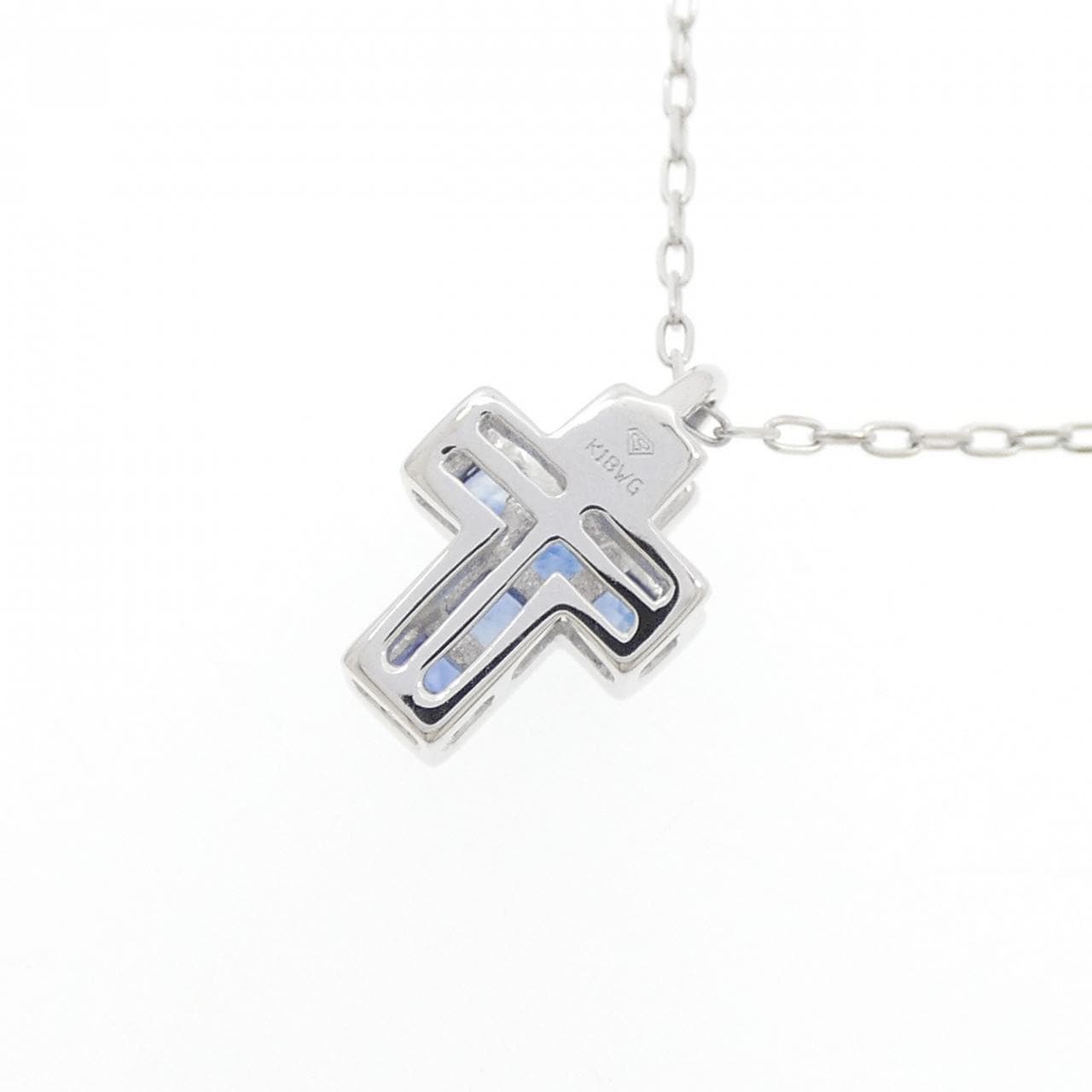 K18WG クロス サファイヤ ネックレス