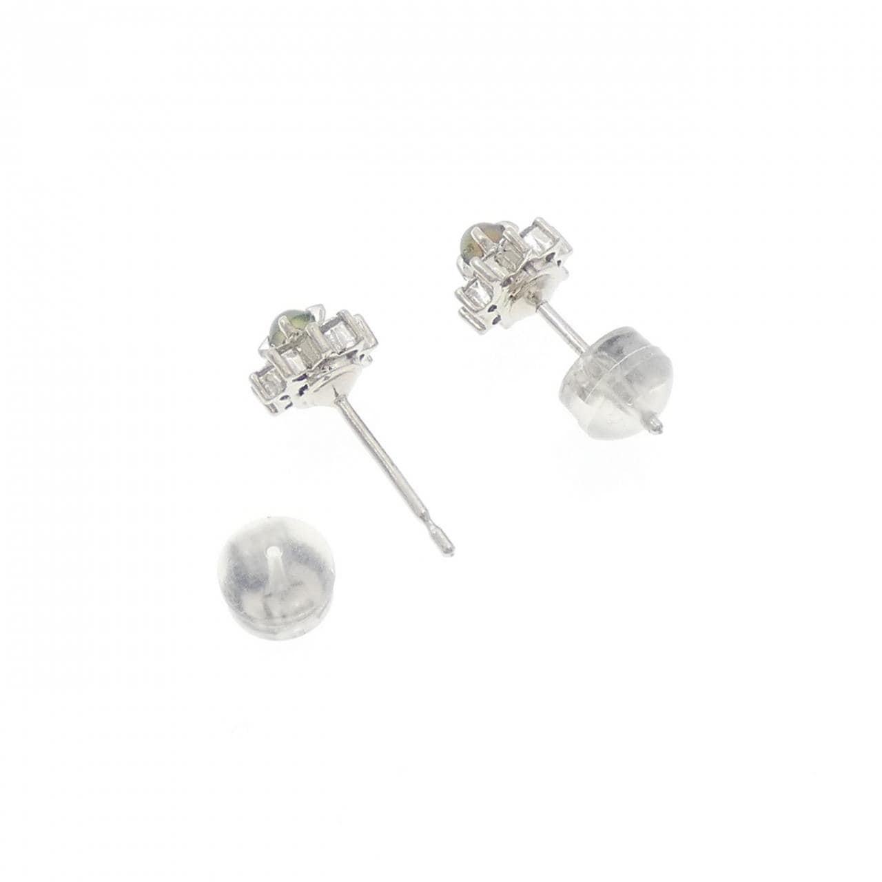 PT900 アレキサンドライトキャッツアイ ピアス