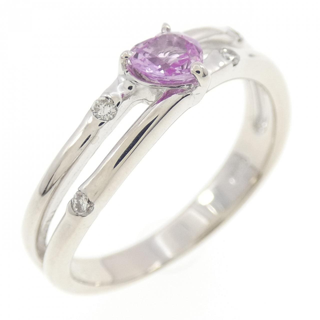 K18WG ハート サファイヤ リング 0.34CT