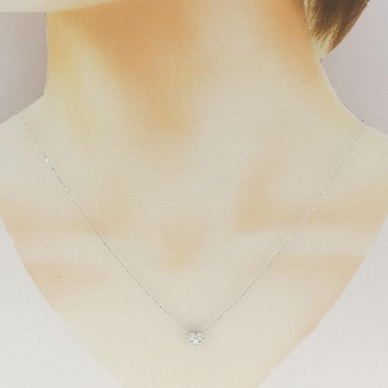 K18WG ハート ダイヤモンド ネックレス 0.20CT