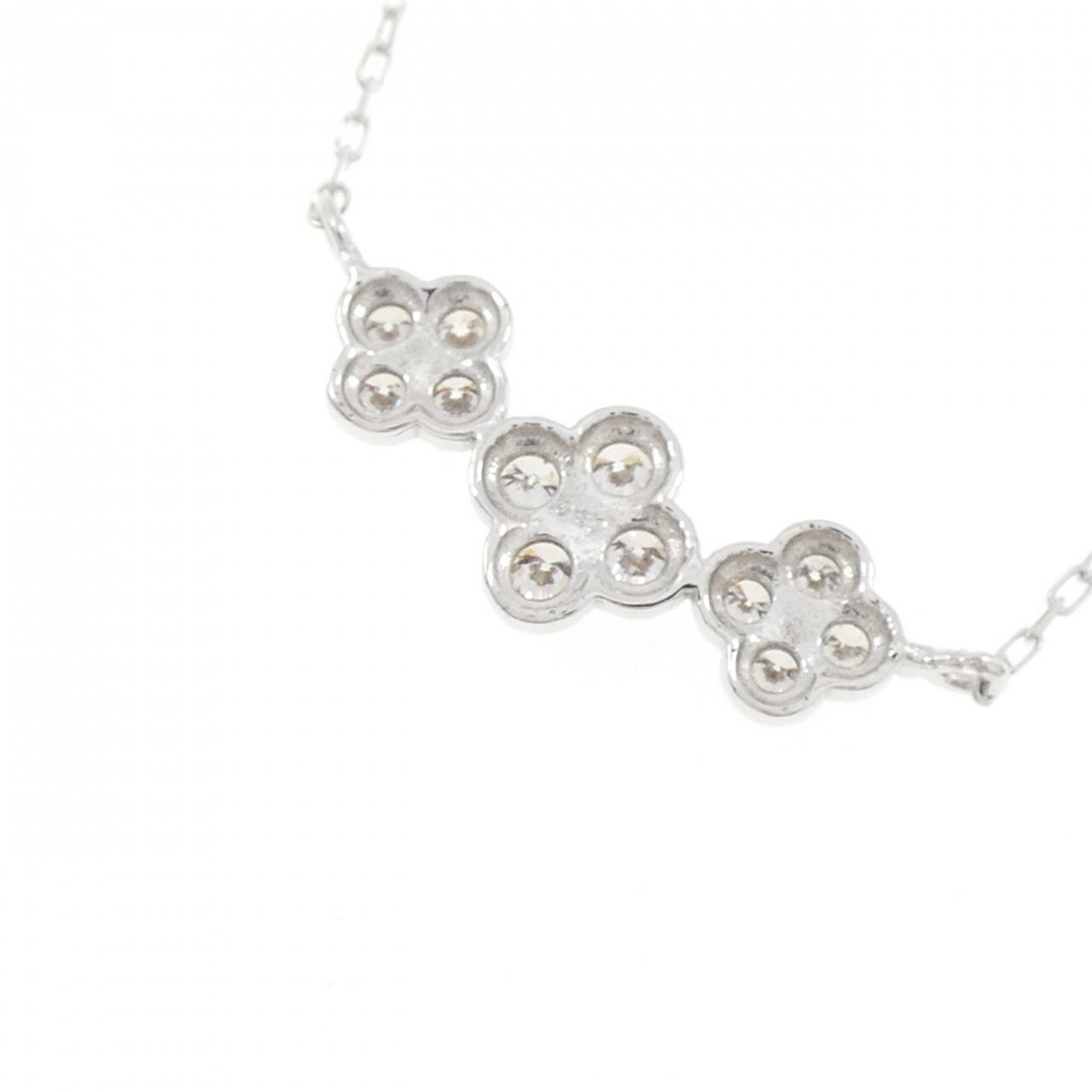K18WG フラワー ダイヤモンド ネックレス 0.30CT