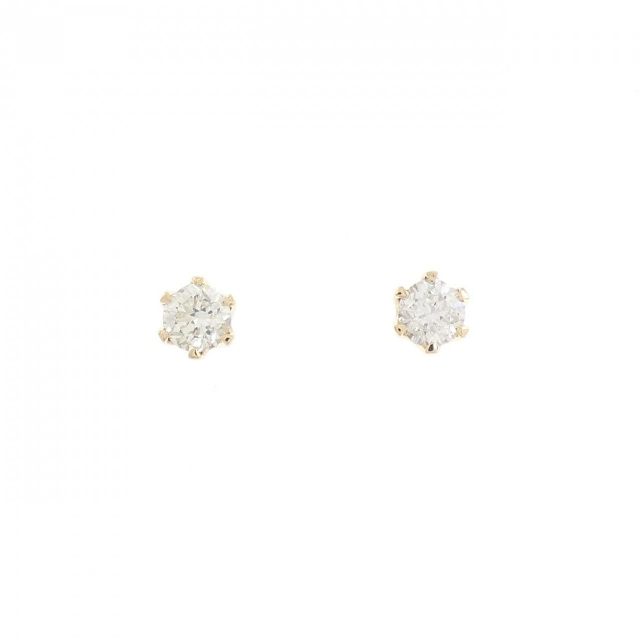 K18YG ソリティア ダイヤモンド ピアス 0.61CT
