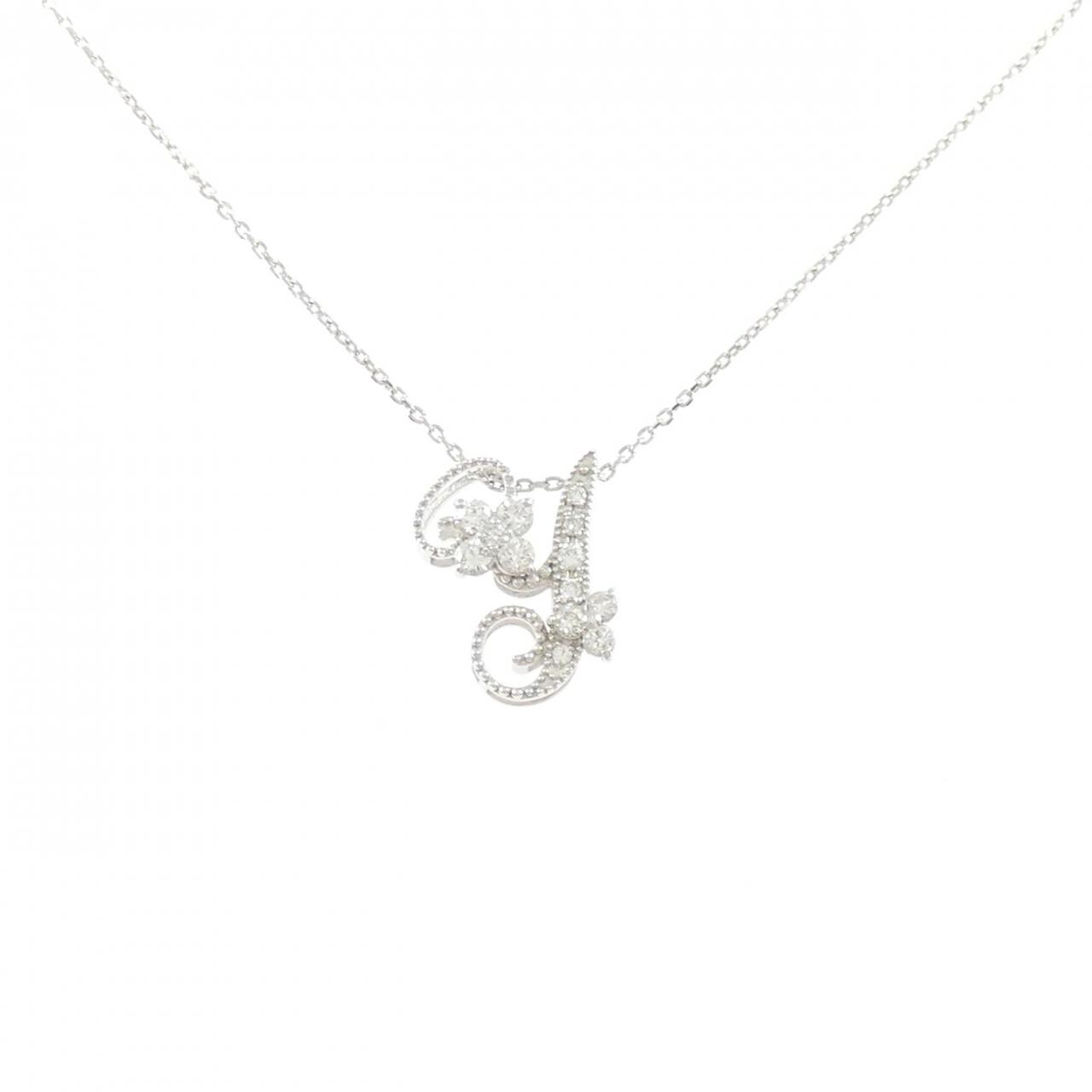 K18WG イニシャルY ダイヤモンド ネックレス 0.18CT