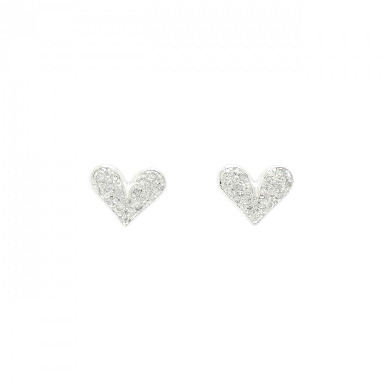 K18WG ハート ダイヤモンド ピアス 0.24CT