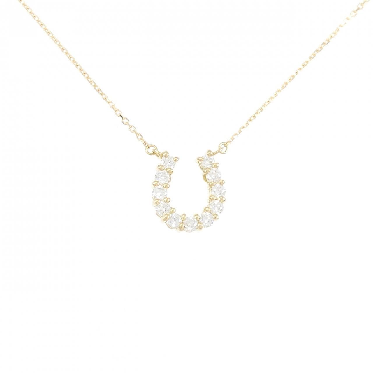 [BRAND NEW] K18YG Horseshoe Diamond Necklace 0.302CT