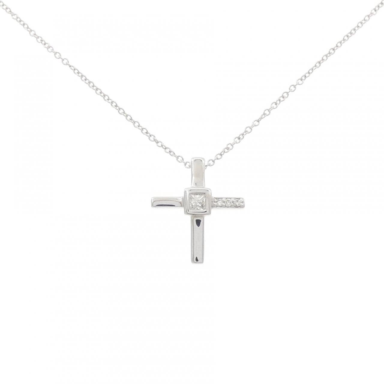 K18WG クロス ダイヤモンド ネックレス