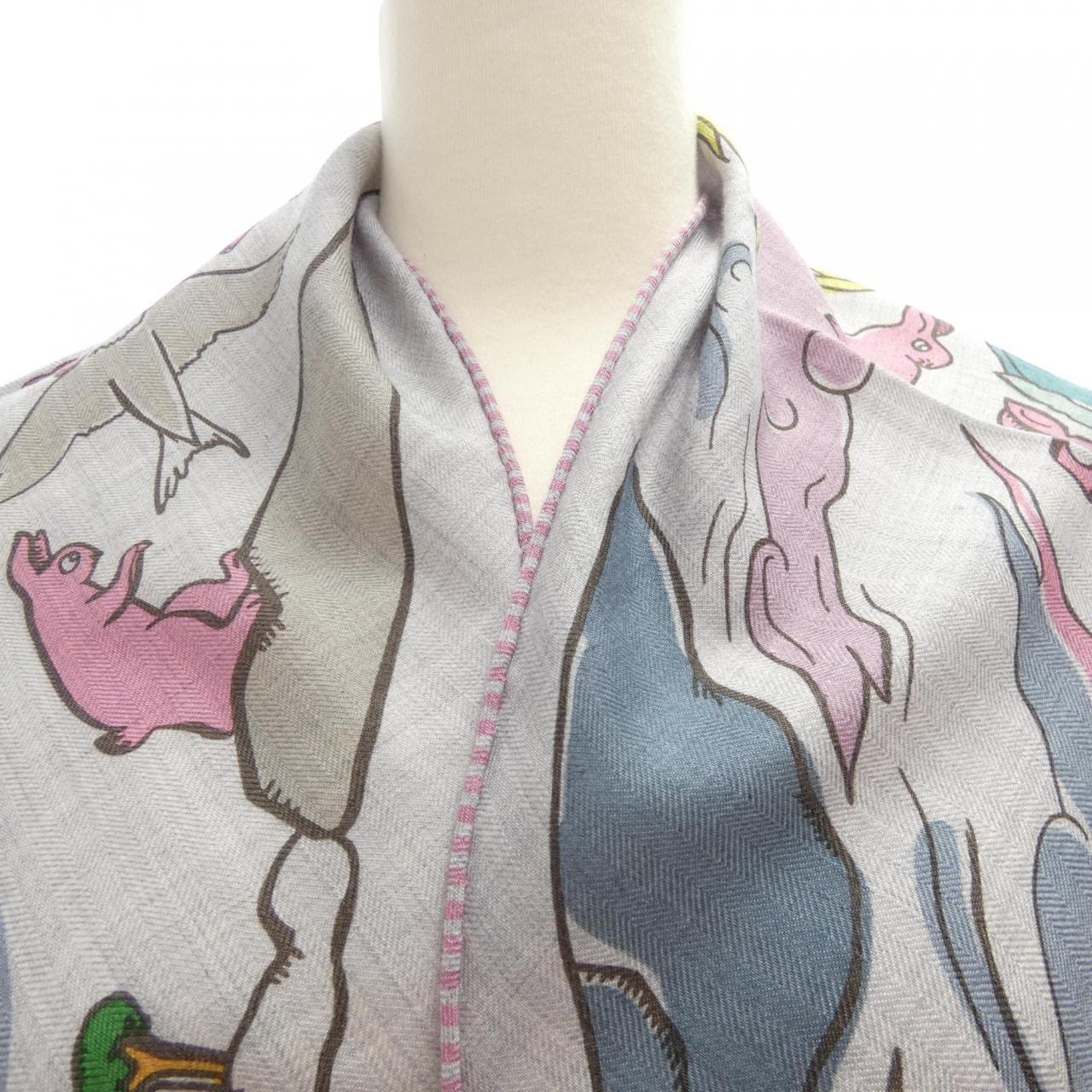 エルメス HERMES MILLE ET UN LAPINS H364007S トライアングルジェアン ショール