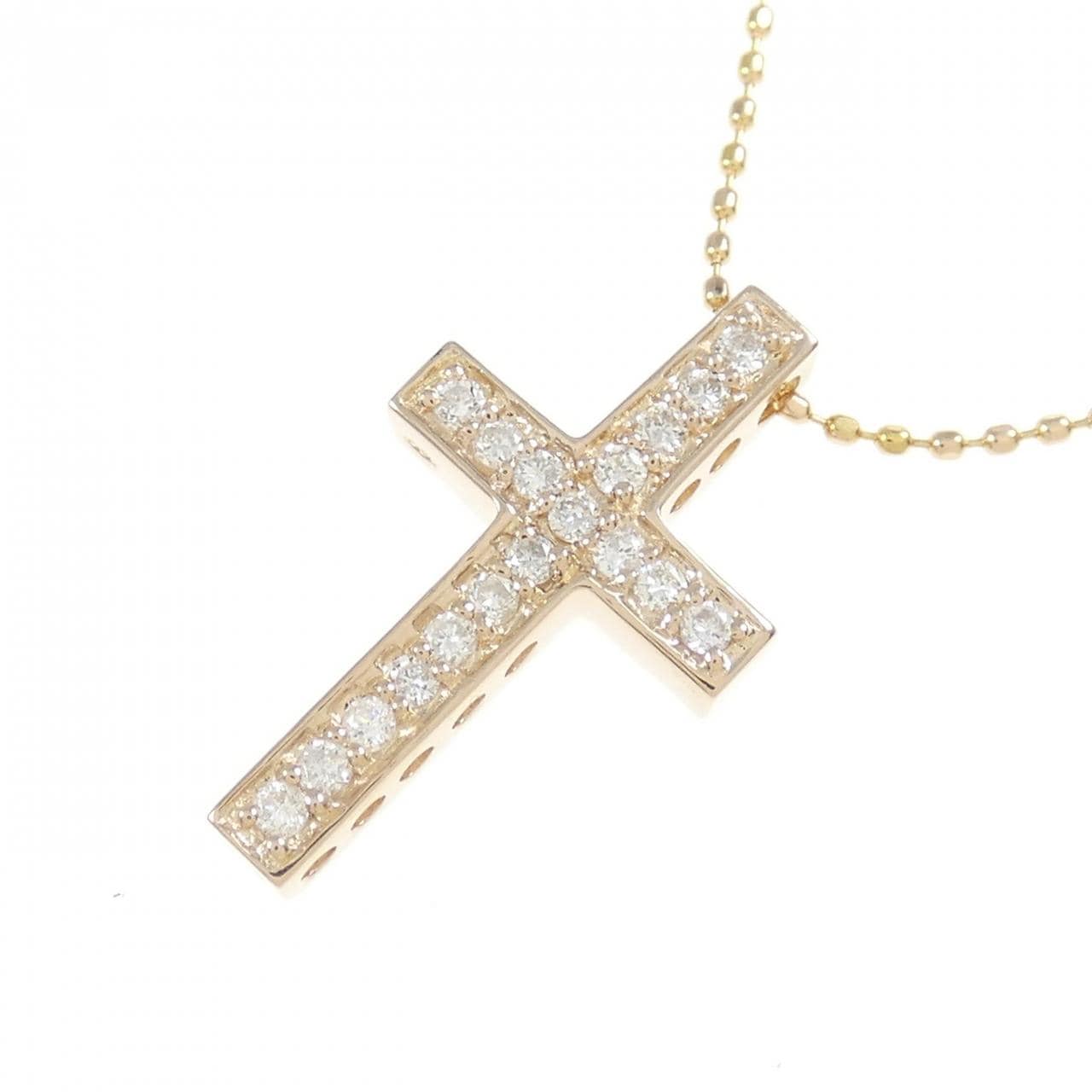 K18PG クロス ダイヤモンド ネックレス 0.18CT