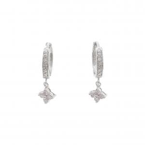 K14WG フラワー ダイヤモンド ピアス 0.22CT