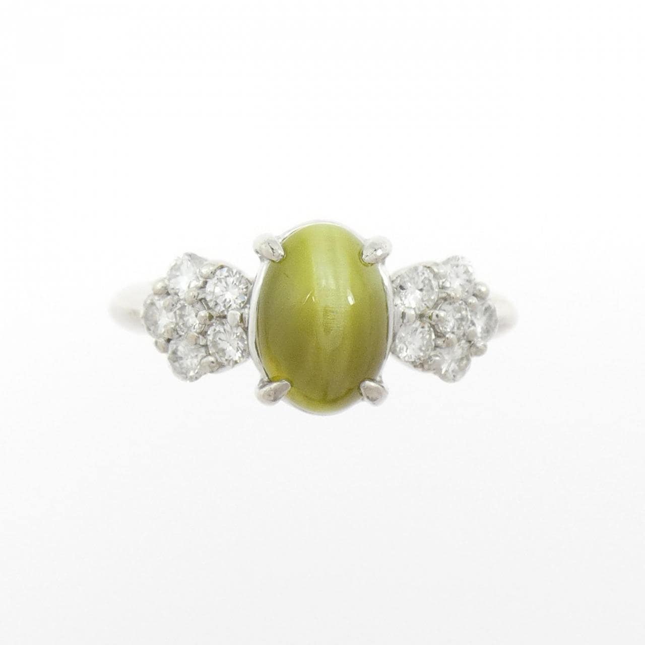PT900 フラワー クリソベリルキャッツアイ リング 3.61CT