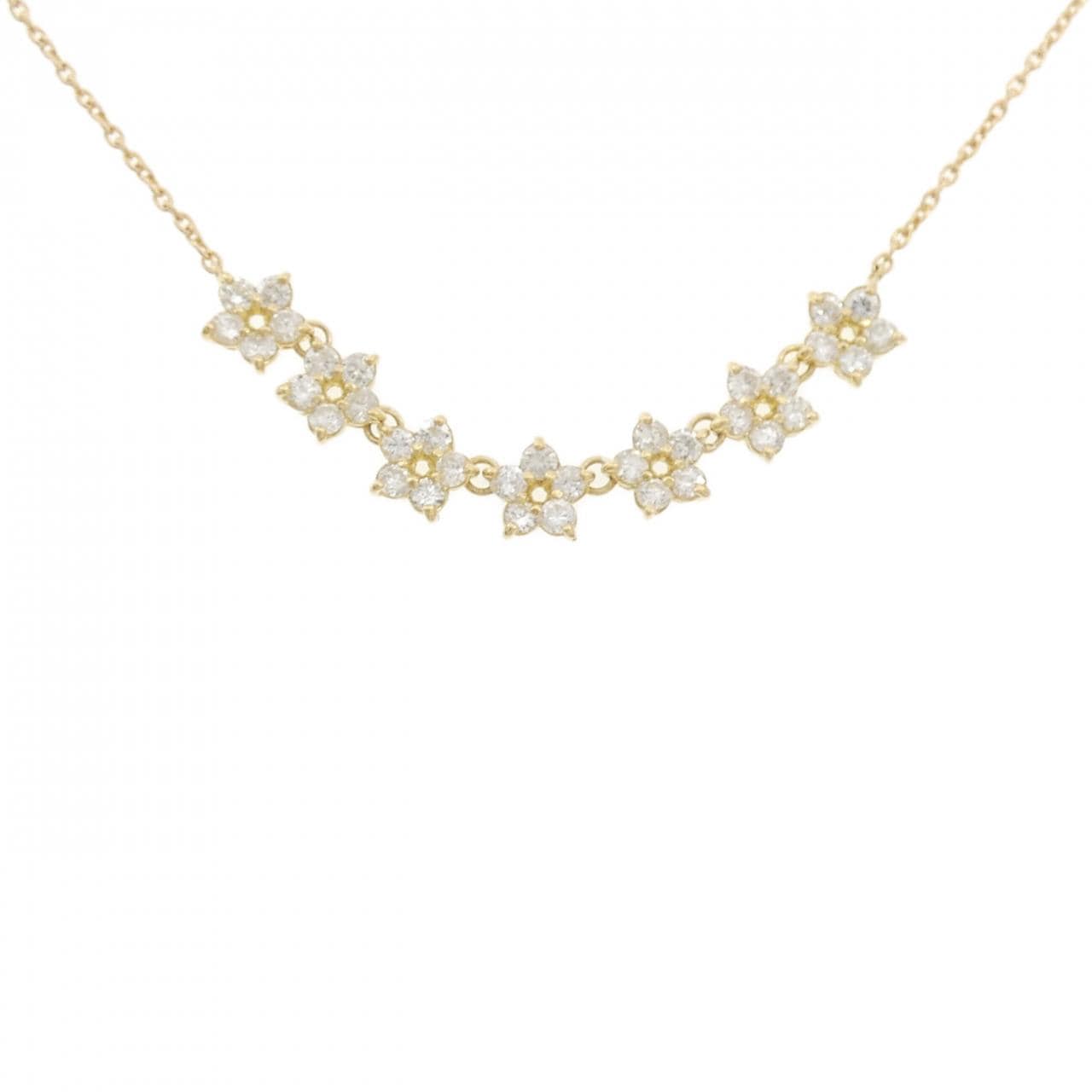 K18YG フラワー ダイヤモンド ネックレス 1.07CT
