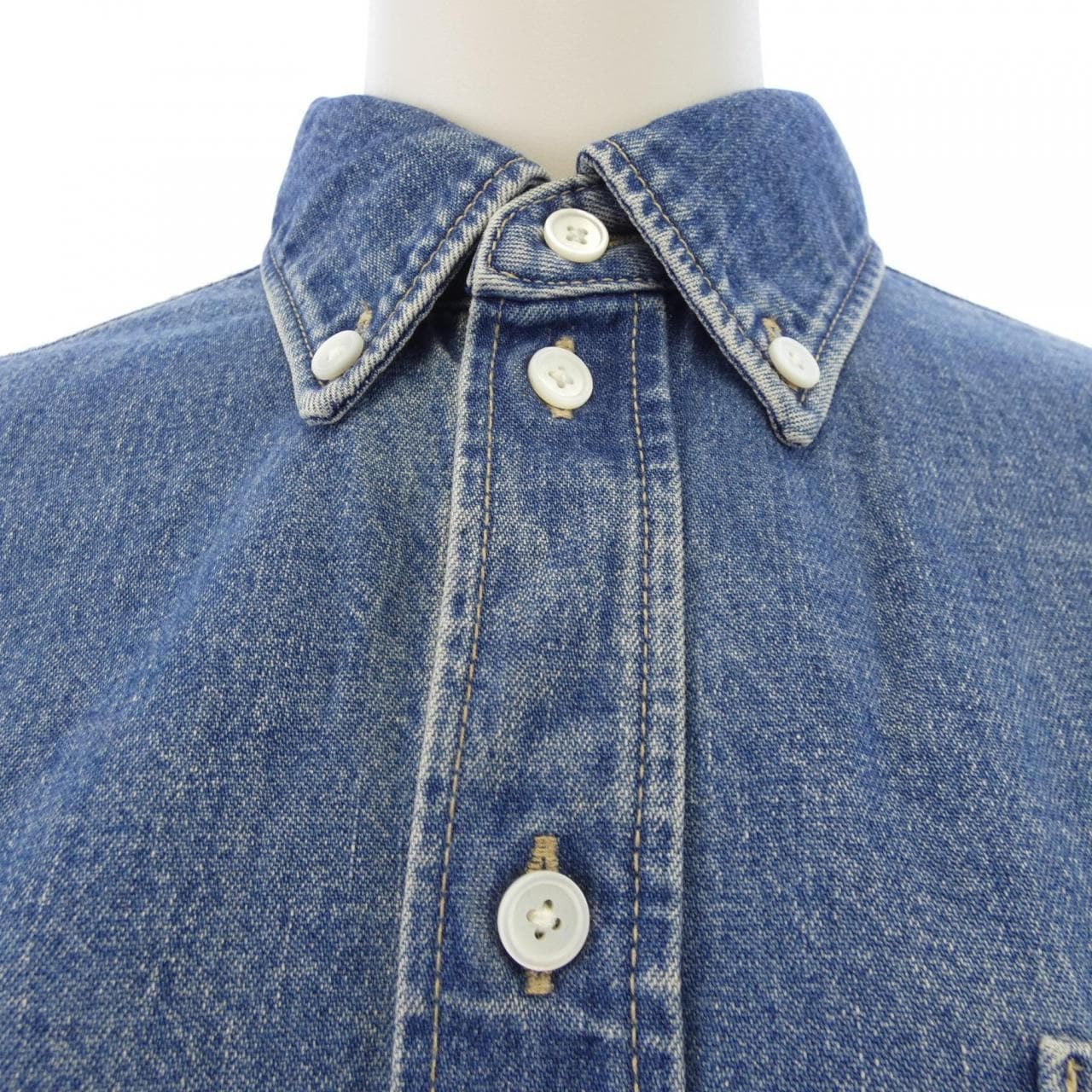 セリーヌ CELINE ユニオンオーシャンウォッシュデニム クロップドシャツ トリオンフ 2T187459N シャツ