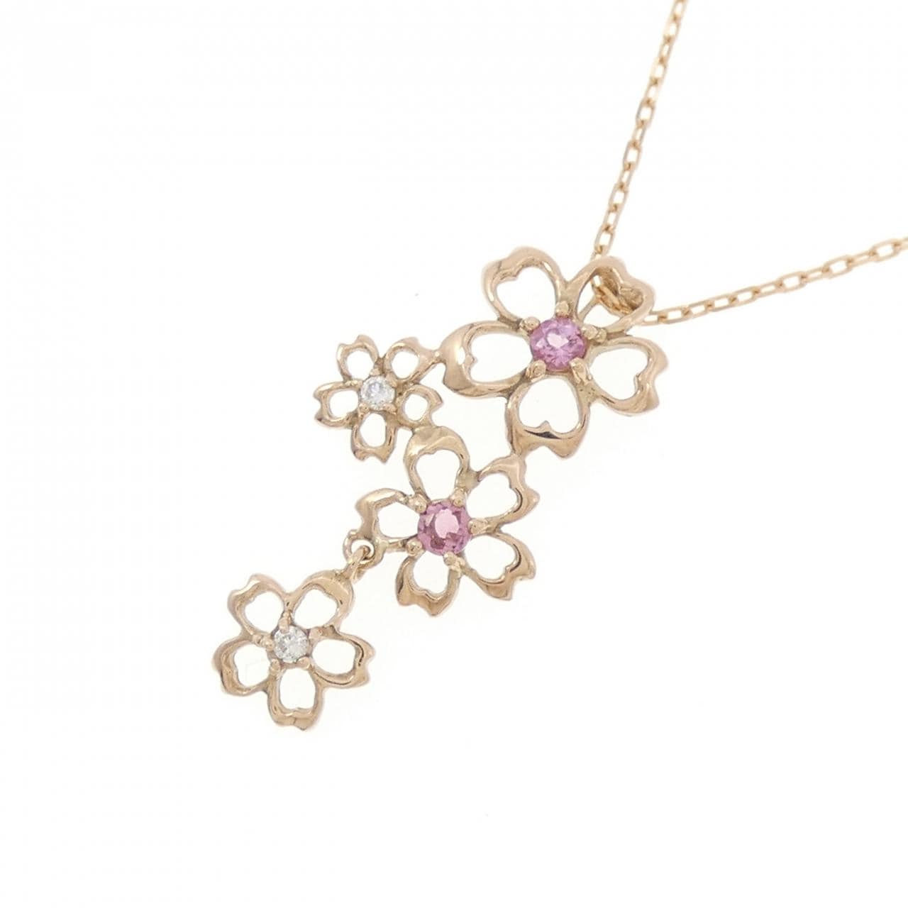 K18PG 花朵碧玺项链