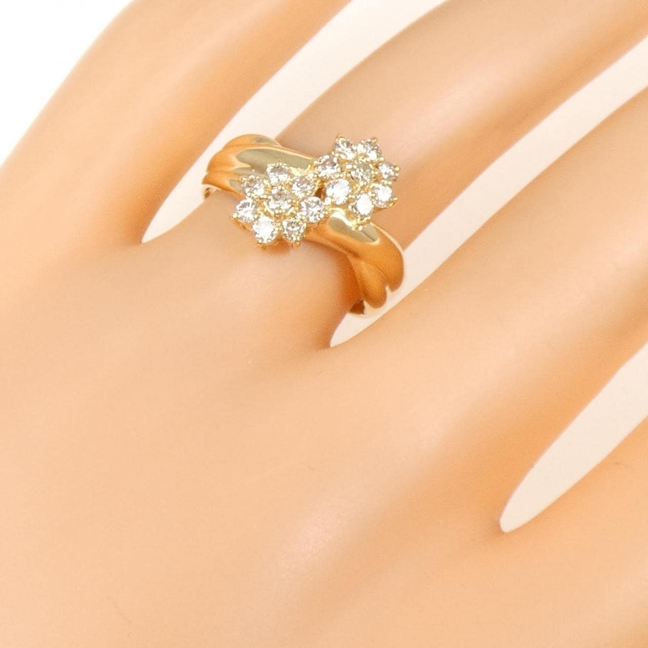 K18YG フラワー ダイヤモンド リング 0.50CT