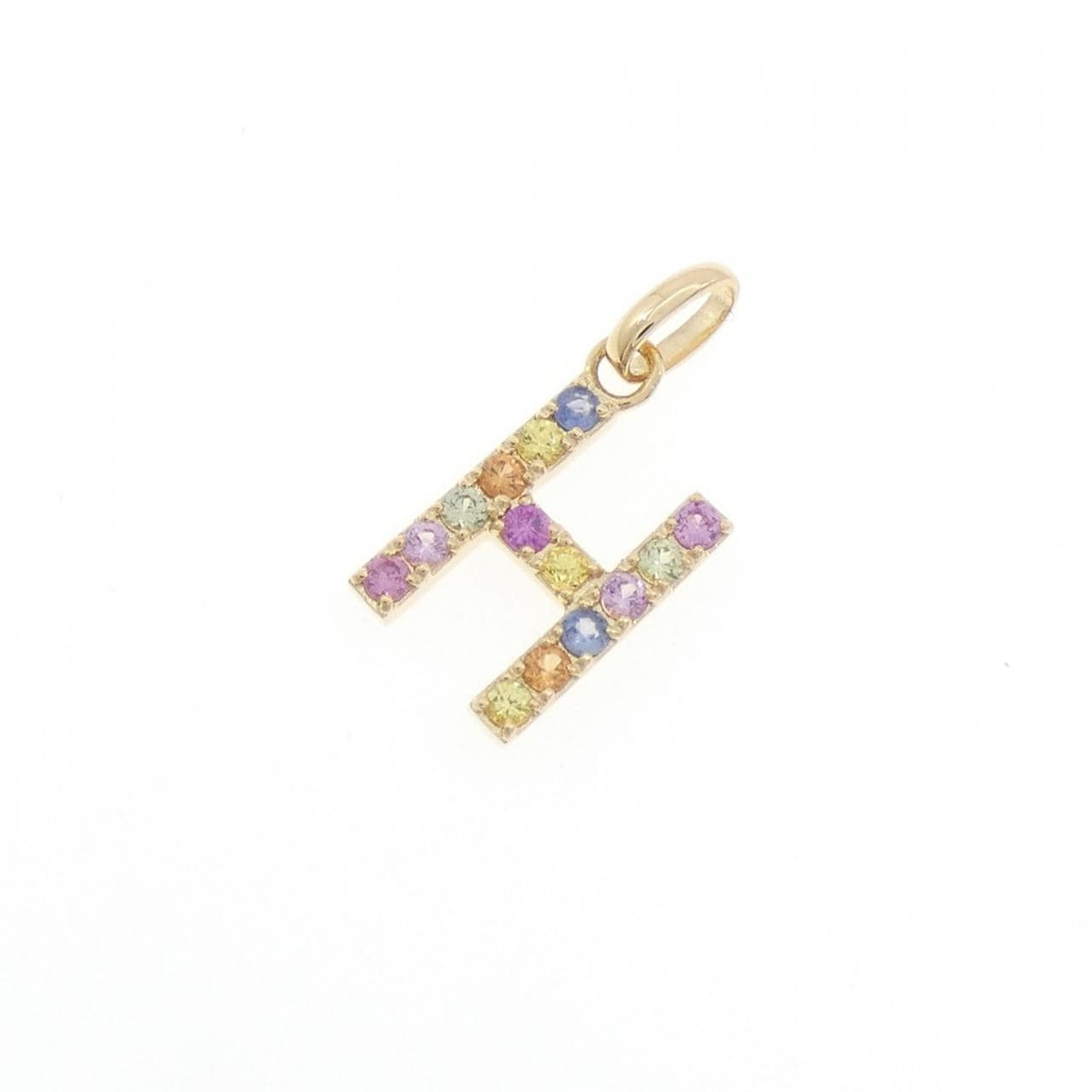 【新品】18K黄金字母H蓝宝石吊坠，0.24克拉