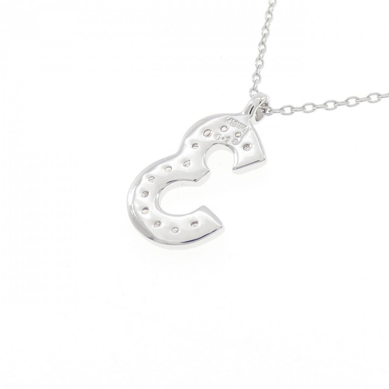 K18WG ナンバー3 ダイヤモンド ネックレス 0.18CT