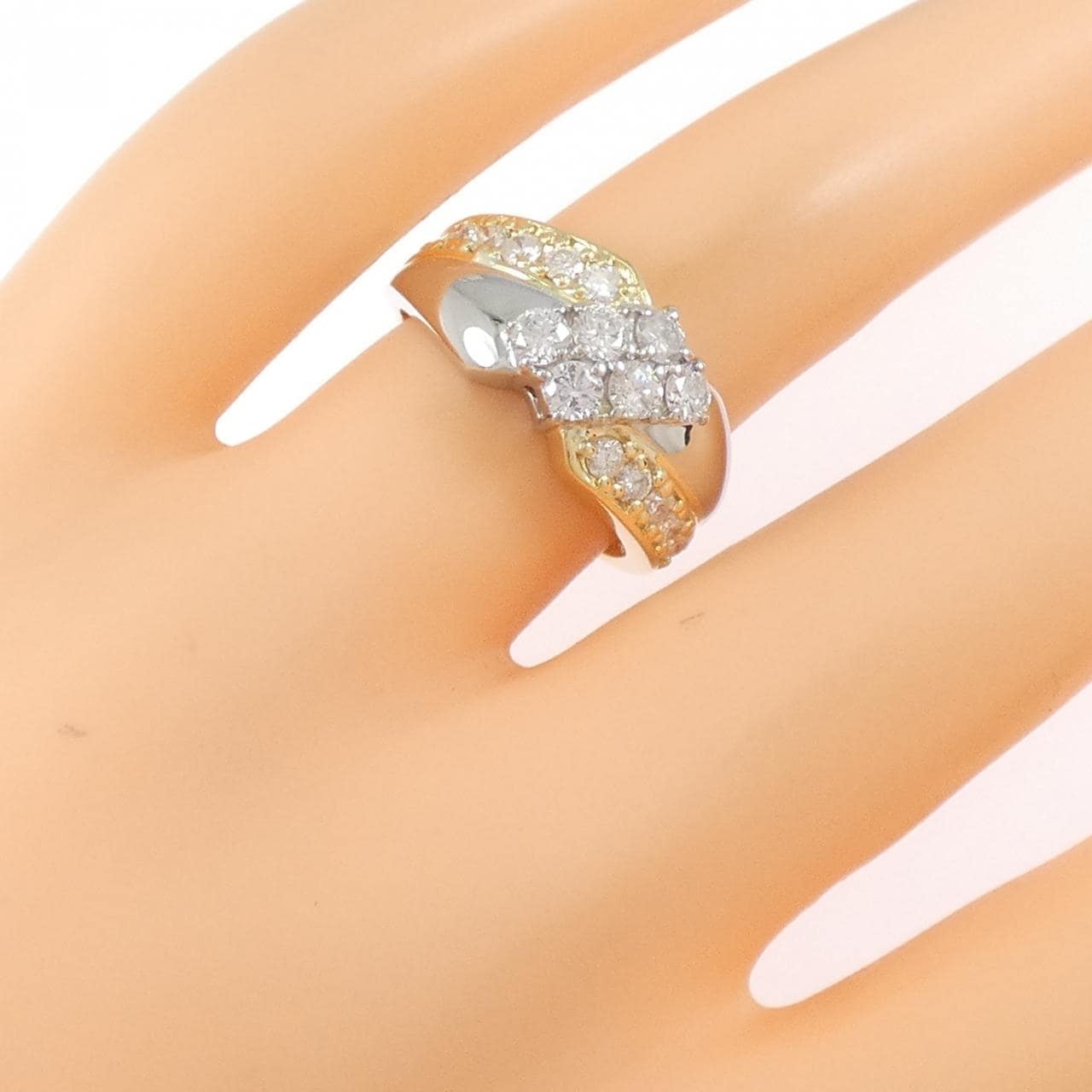 K18YG/PT850 ダイヤモンド リング 0.83CT