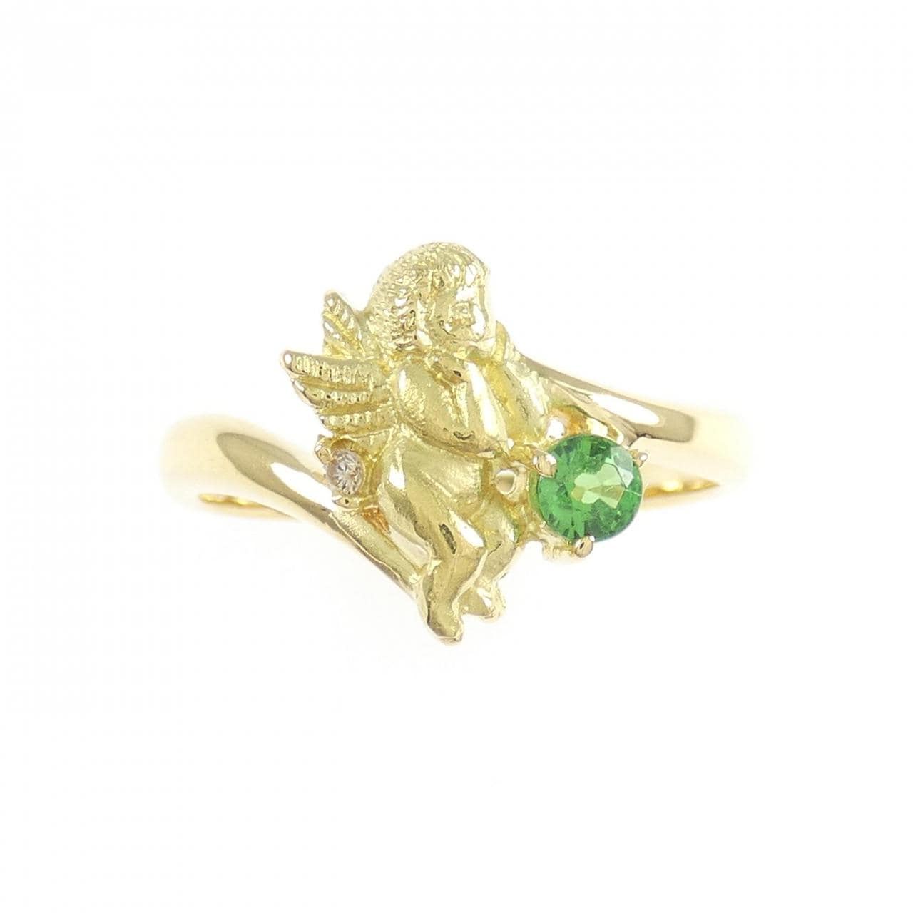 K18YG エンジェル グリーンガーネット リング