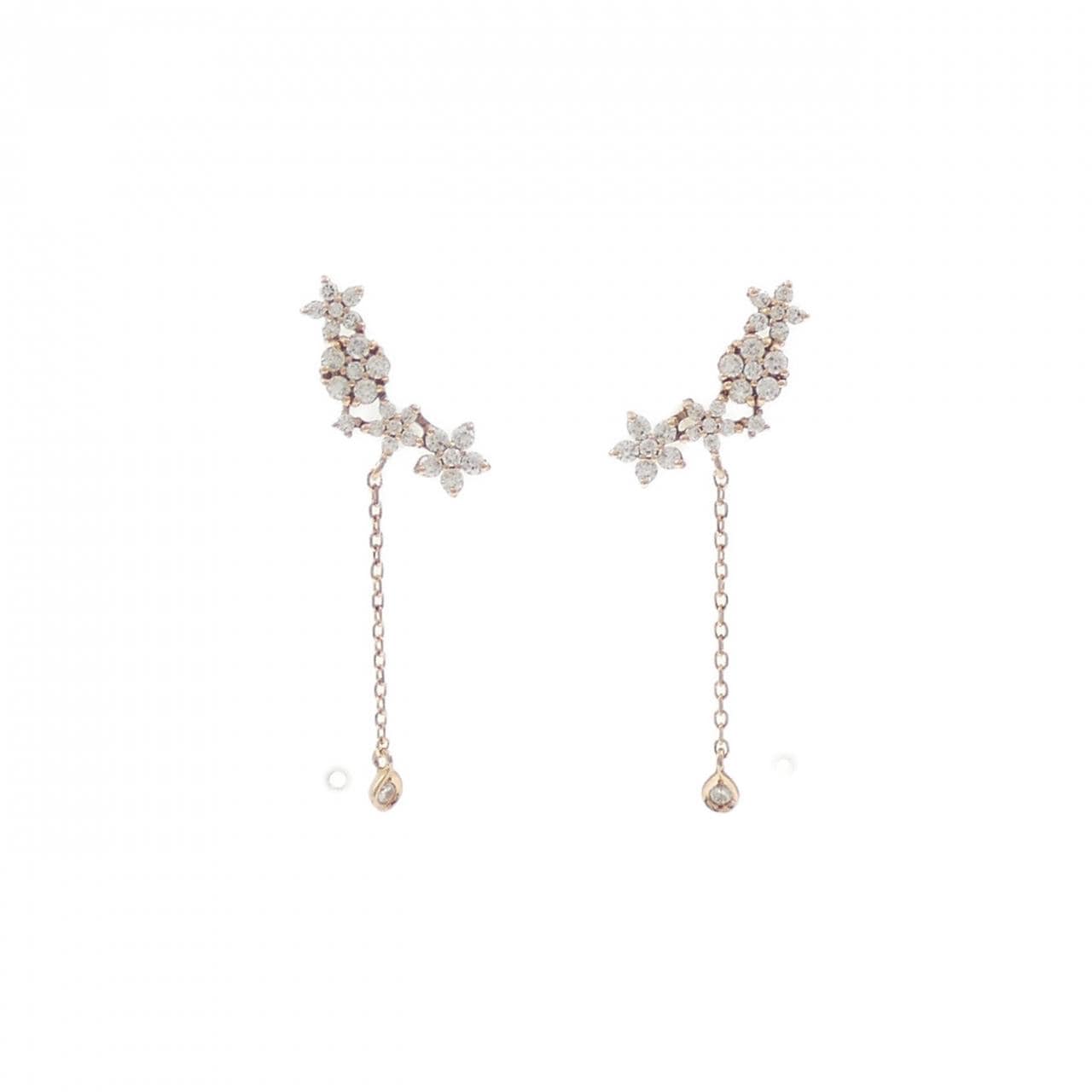 14KPG/14K フラワー キュービック ピアス