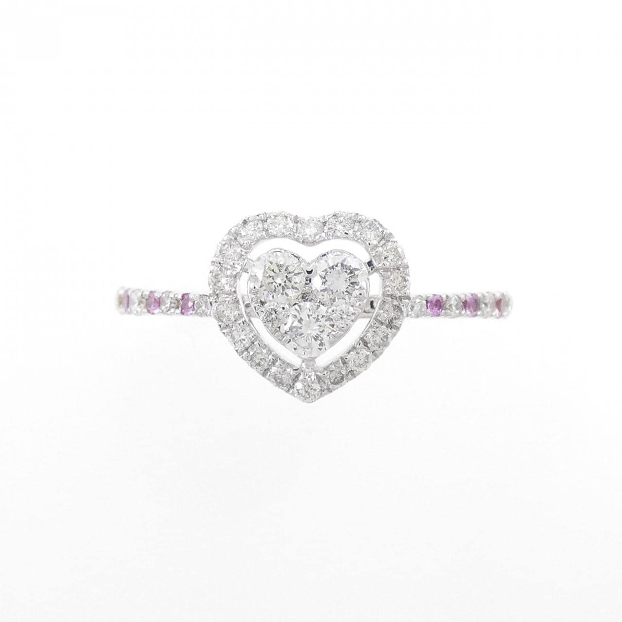 K18WG Heart Sapphire Ring 0.04CT