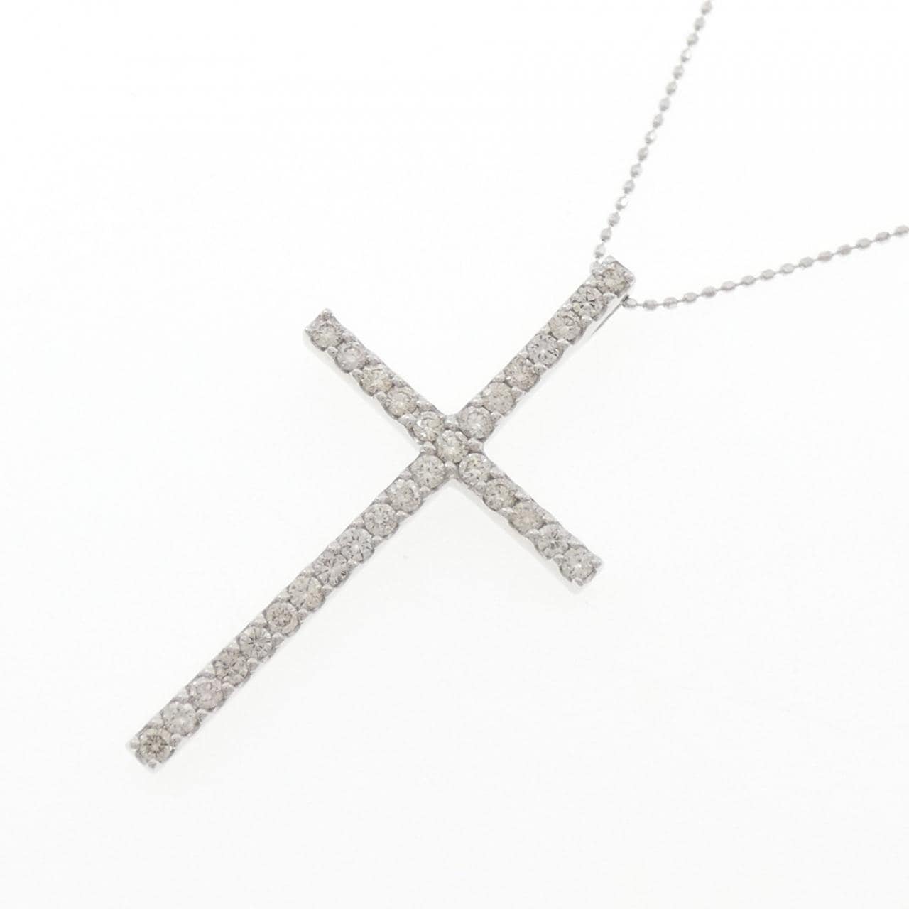 K18WG クロス ダイヤモンド ネックレス 1.00CT