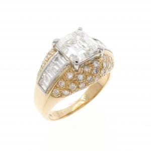 K18YG/PT900 ダイヤモンド リング 2.057CT G VS1 エメラルドカット