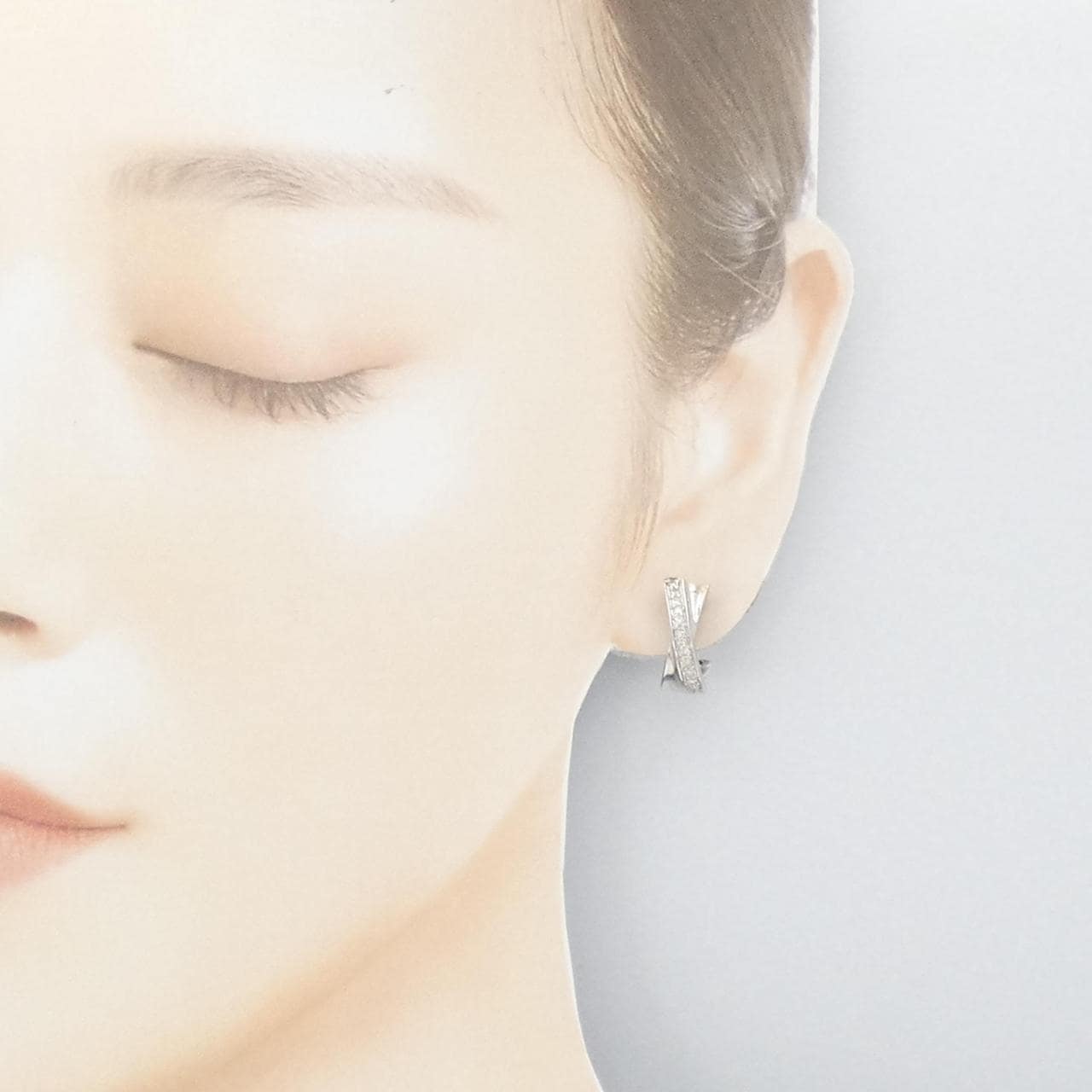K18WG鑽石耳環/耳夹0.30CT