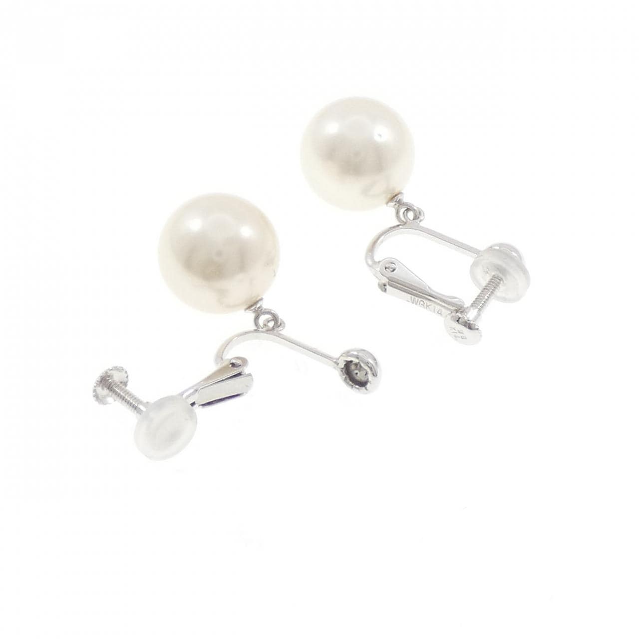 K14WG 白蝶パール イヤリング 10.2mm