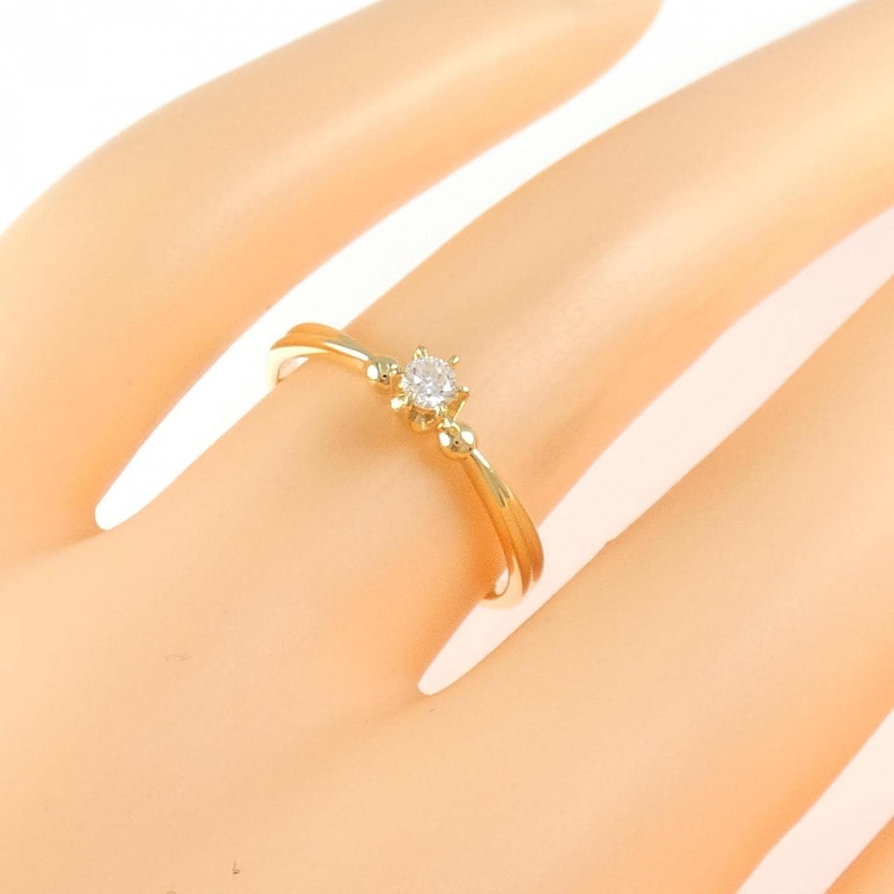 K18YG ソリティア ダイヤモンド リング 0.08CT