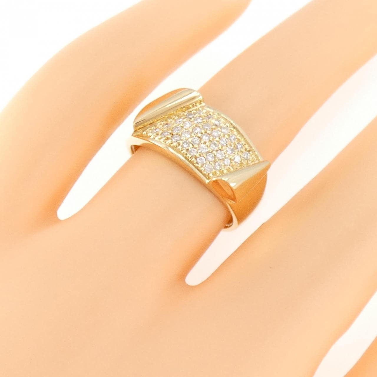K18YG パヴェ ダイヤモンド リング 0.25CT