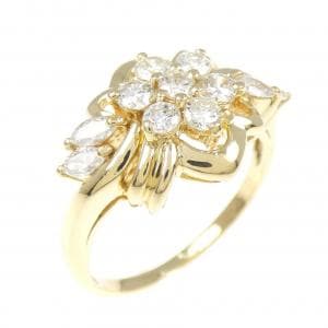 K18YG フラワー ダイヤモンド リング 0.50CT