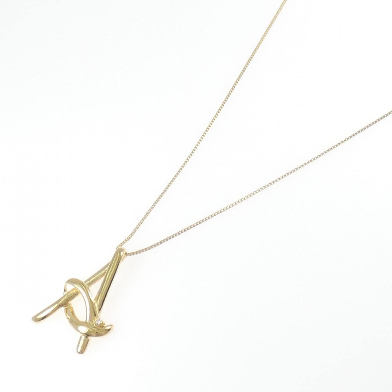 K18YG Initial A Diamond Necklace 0.02CT