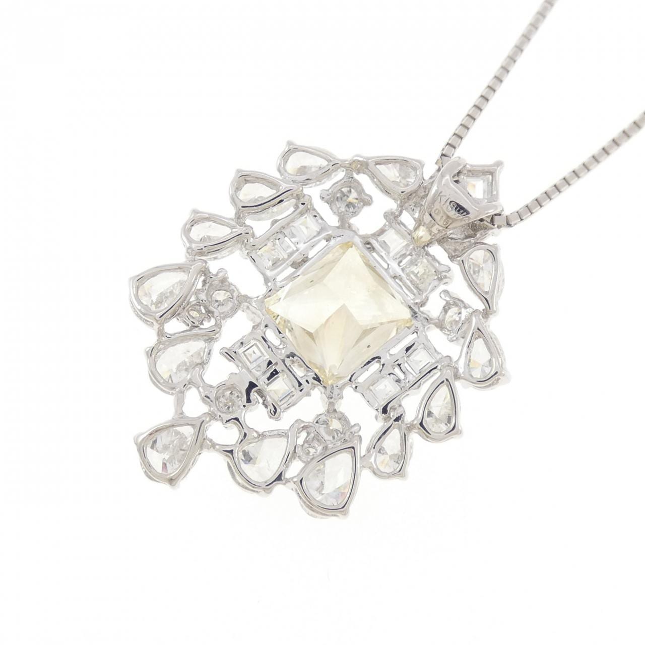 K18WG ダイヤモンド ネックレス 5.016CT VLBY SI2 ファンシーカット