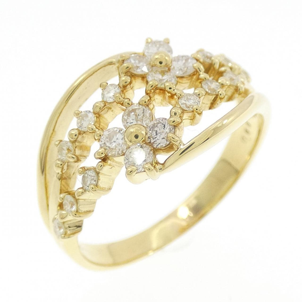 K18YG フラワー ダイヤモンド リング 0.50CT