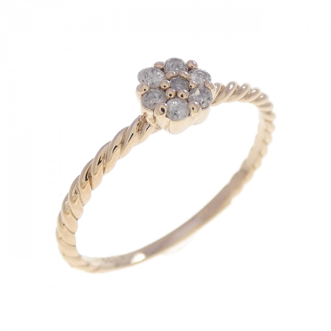 K18PG フラワー ダイヤモンド リング 0.10CT