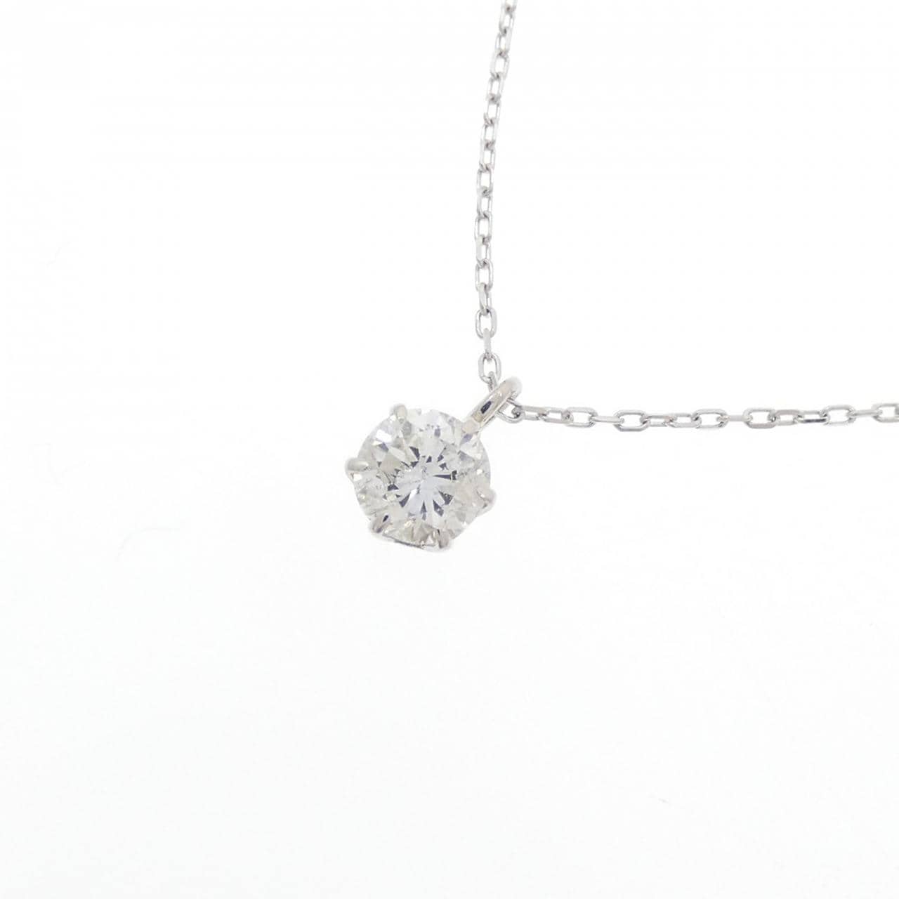 PT900/K18WG ソリティア ダイヤモンド ネックレス 0.224CT