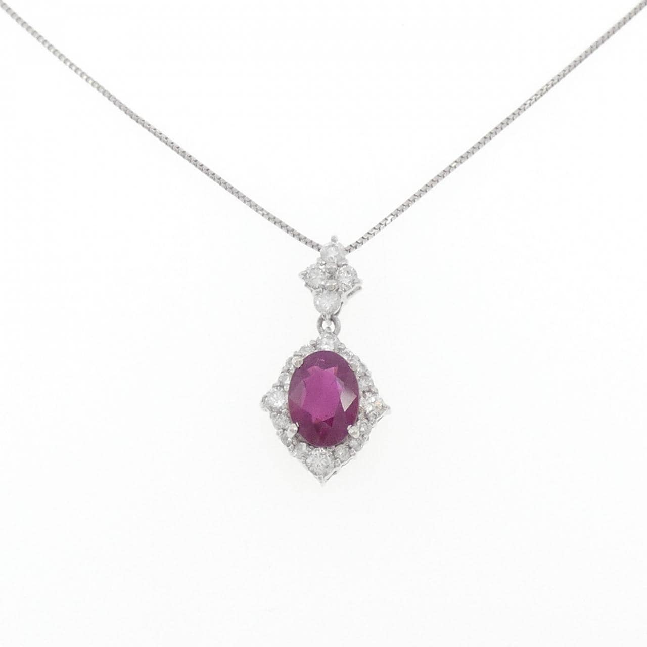 PT900/PT850 ルビー ネックレス 0.98CT