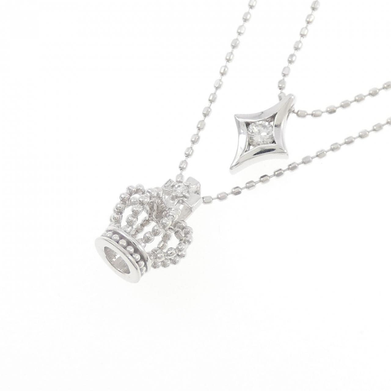 K18WG クラウン ダイヤモンド ネックレス 0.061CT