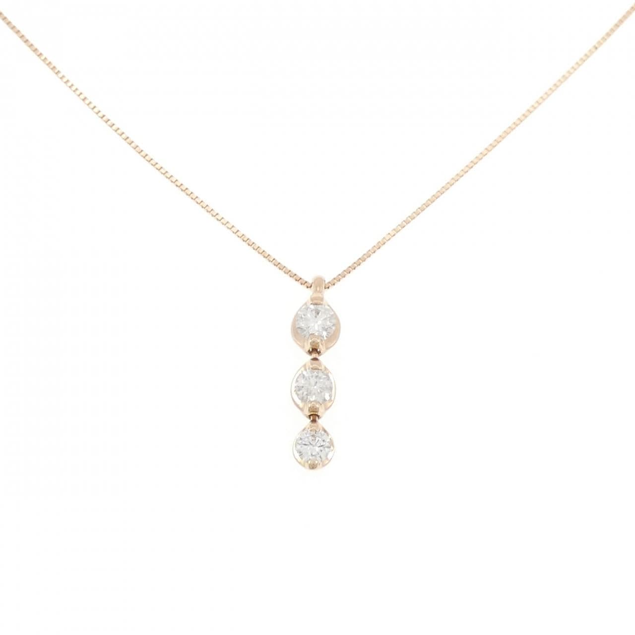 K18PG 三石鑽石項鍊 0.30CT