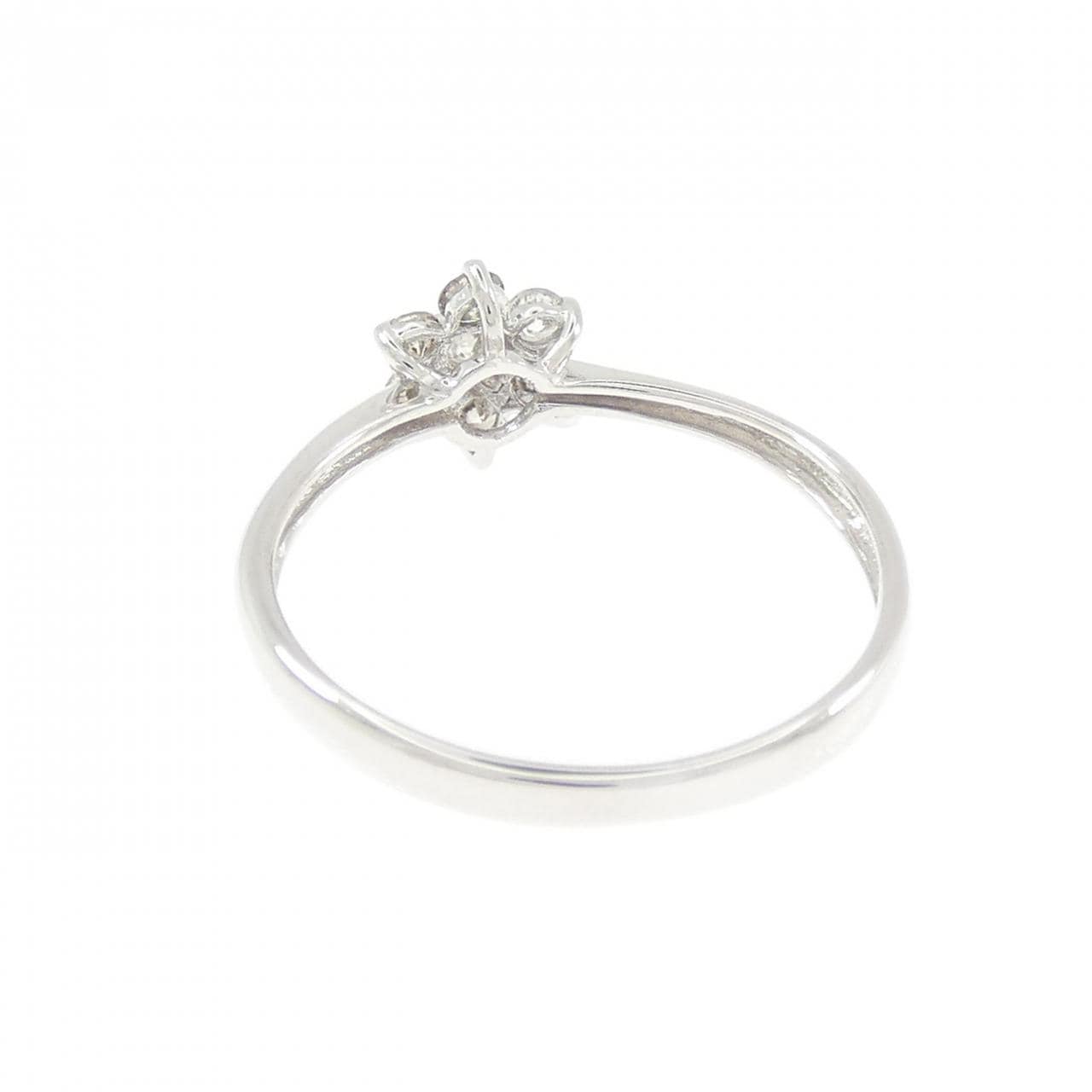 K14WG フラワー ダイヤモンド リング 0.20CT