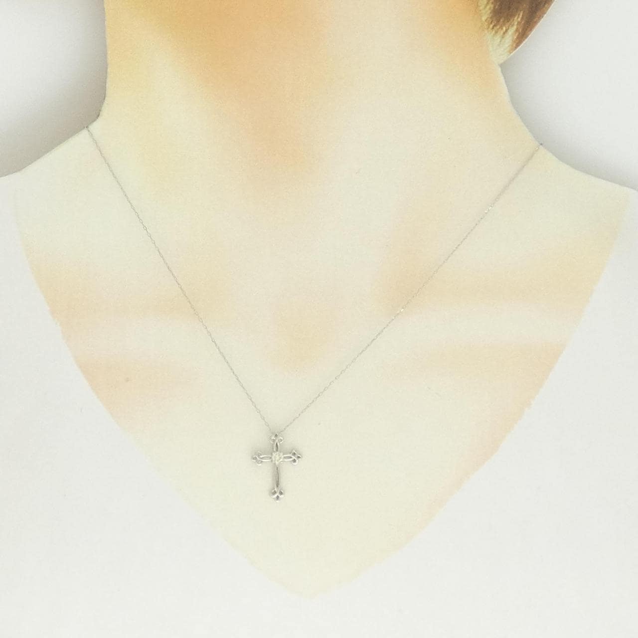 PT950/PT850 クロス ダイヤモンド ネックレス 0.10CT